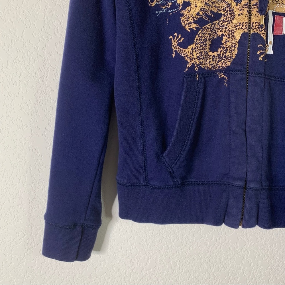 Lauren Ralph Lauren jeans blue y2k full zip hooded sweater M - Picture 3 of 7